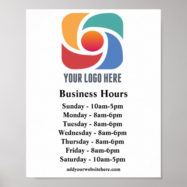 Anpassningsbar Company Logotyp Business Hours Stor Poster (Framsidan)