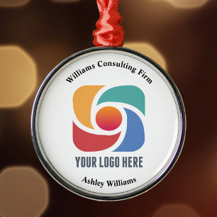 Anpassningsbar Company Logotyp Business jul Markna Julgransprydnad Metall