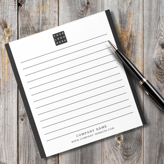 Anpassningsbar Company Logotyp Business Namn Black Anteckningsblock (Custom Company Logo Business Name Black Border Notepad
)