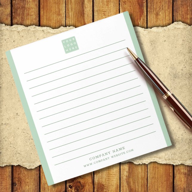 Anpassningsbar Company Logotyp Business Namn Grönt Anteckningsblock (Custom Company Logo Business Name Green Border Notepad)