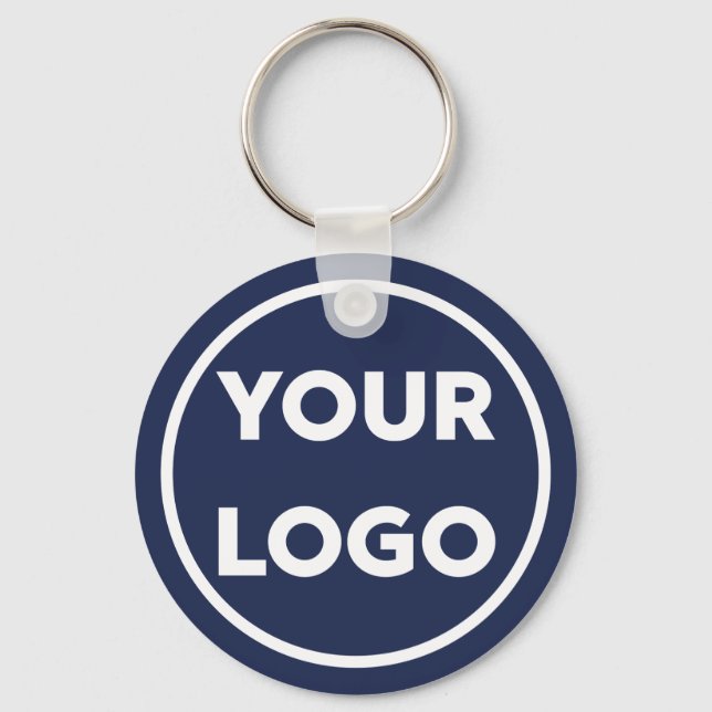 Anpassningsbar Company Logotyp Corporate Swag Navy Nyckelring (Framsida)