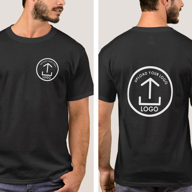 Anpassningsbar Company Logotyp Dubbla Sided Black T Shirt (Custom Company Logo Double Sided Black T-Shirt)