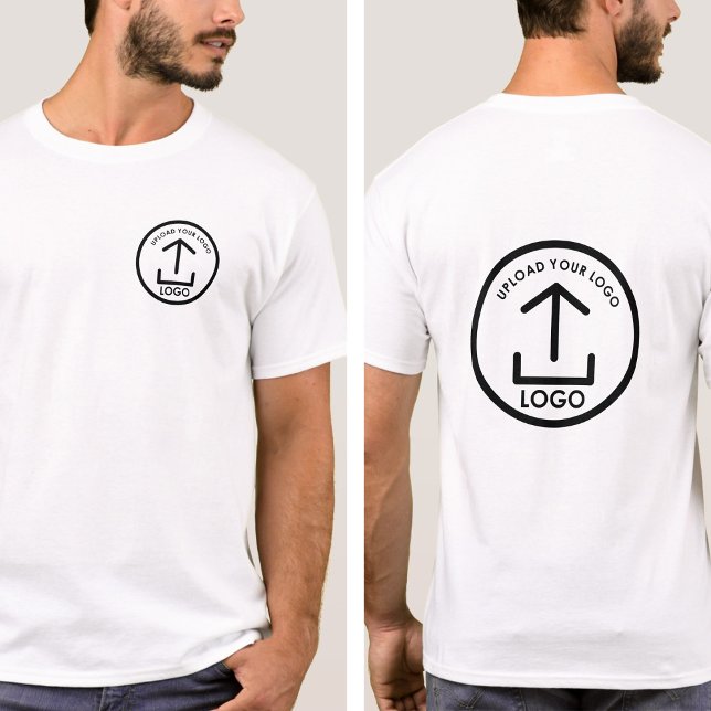 Anpassningsbar Company Logotyp Dubbla Sided White T Shirt (White Professional Business Logo Double Sided T-Shirt)