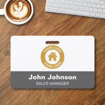 Anpassningsbar Company Logotyp Namn Badge with Met
