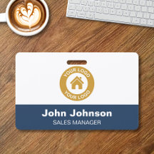 Anpassningsbar Company Logotyp Namn Badge with Met