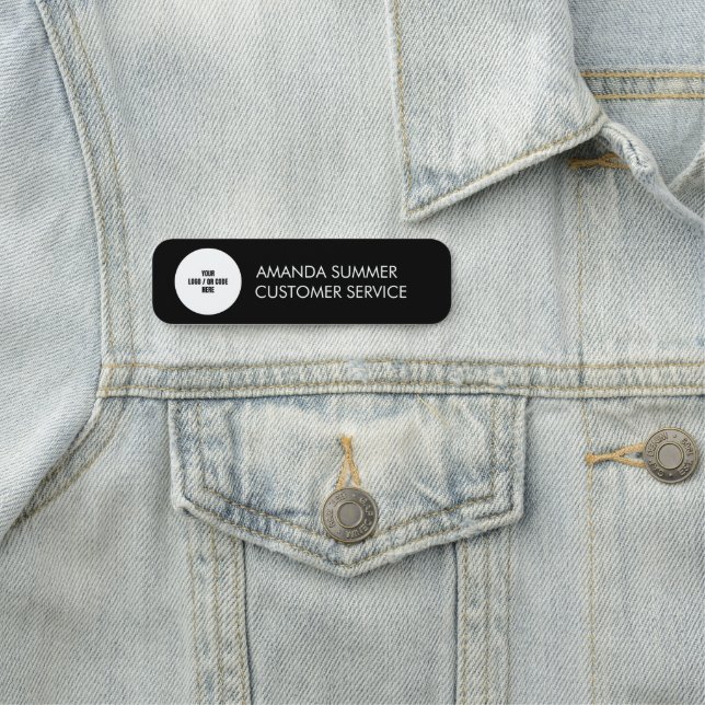 Anpassningsbar Company Logotyp Namn Snyggt Black M Namnbricka (På plats)