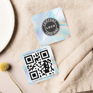 Anpassningsbar Company Logotyp och QR-kod Holograf Fyrkantigt Visitkort