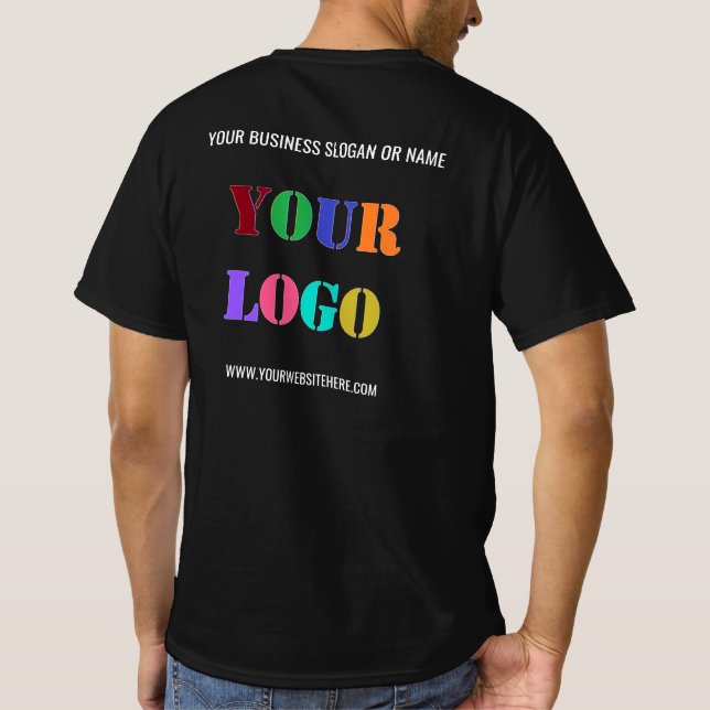 Anpassningsbar Company Logotyp och text Business T T Shirt (Baksida)