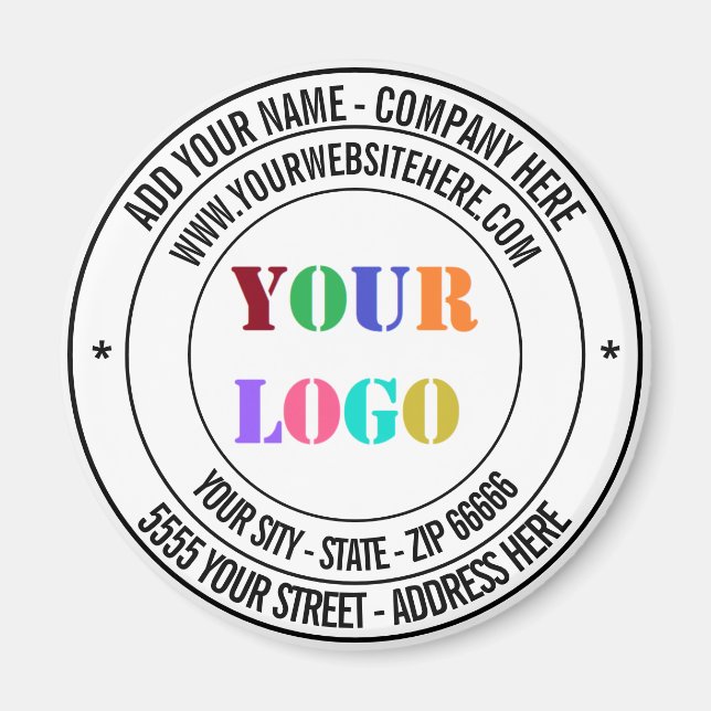Anpassningsbar Company Logotyp- och Text Magnet-ma Magnet (Framsidan)