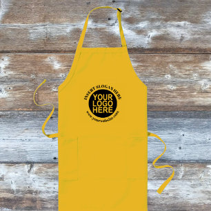 Anpassningsbar Company Logotyp Promotive Gult Långt Förkläde