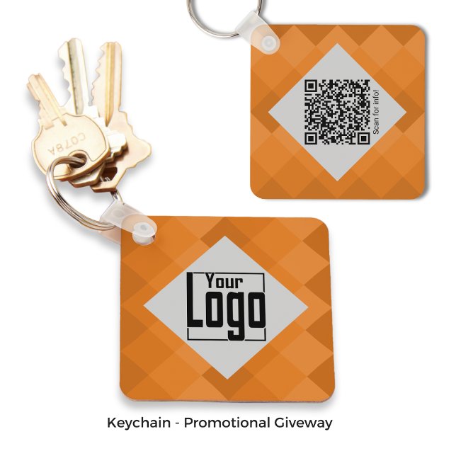 Anpassningsbar Company Logotyp QR-kodOrange & Gråt Nyckelring (Custom Company Logo QR-code Orange & Gray Keychain)