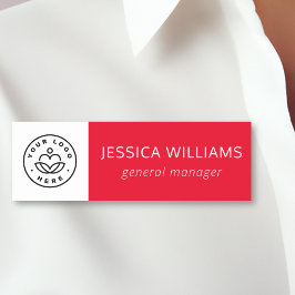 Anpassningsbar Company Logotyp Red Employee Namnbricka