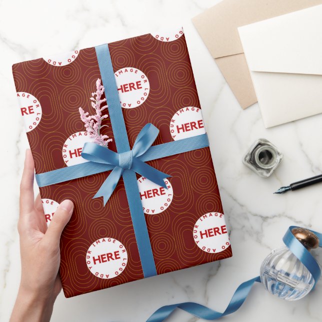 Anpassningsbar Company Logotyp Retro Red Guld Pack Presentpapper (Gifting)