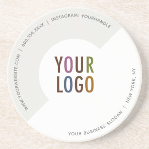 Anpassningsbar Company Logotyp Round Sandstone Und Underlägg