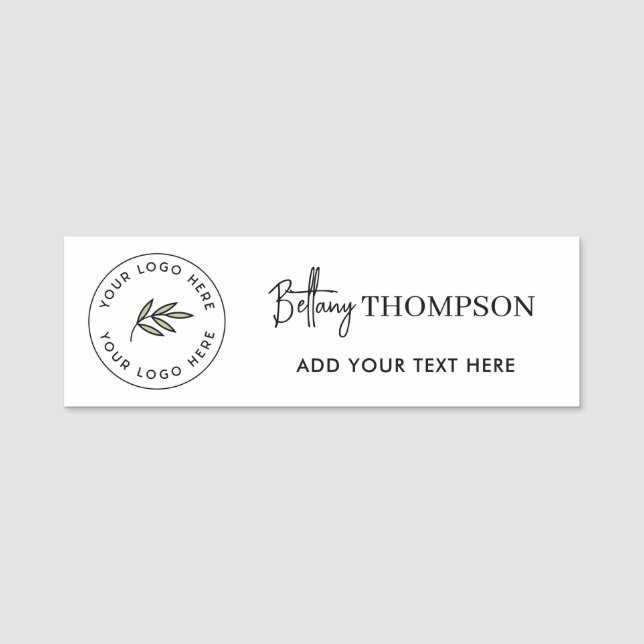 Anpassningsbar Company Logotyp Script Monogram Namnbricka (Framsida)