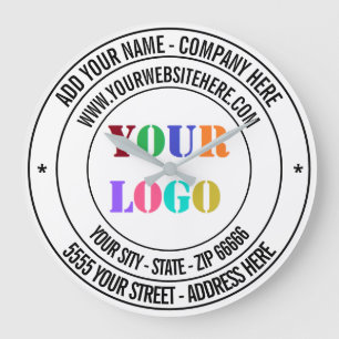 Anpassningsbar Company Logotyp Text Business Clock Stor Klocka