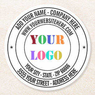 Anpassningsbar Company Logotyp Text Business Pappr Underlägg Papper Rund