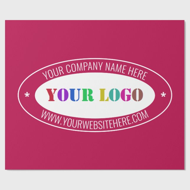 Anpassningsbar Company Logotyp Text Business Wrapp Presentpapper (Platt)