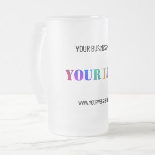 Anpassningsbar Company Logotyp Text Glass Beer Mug Frostat Ölglas