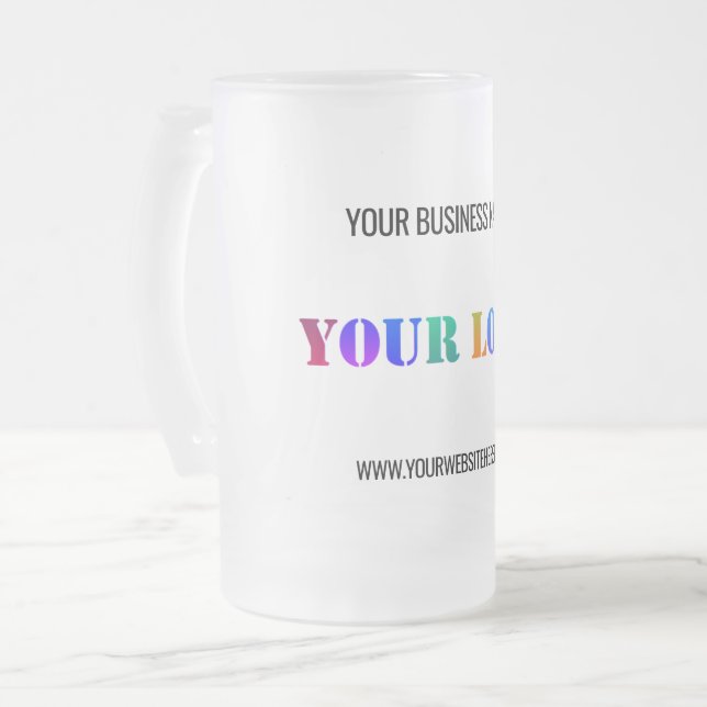 Anpassningsbar Company Logotyp Text Glass Beer Mug Frostat Ölglas (Framsida vänster)