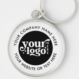 Anpassningsbar Company Logotyp Text Modern Rund Silverfärgad Nyckelring