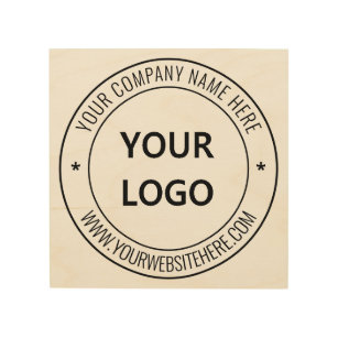 Anpassningsbar Company Logotyp Text Promoting Wood Trätavla
