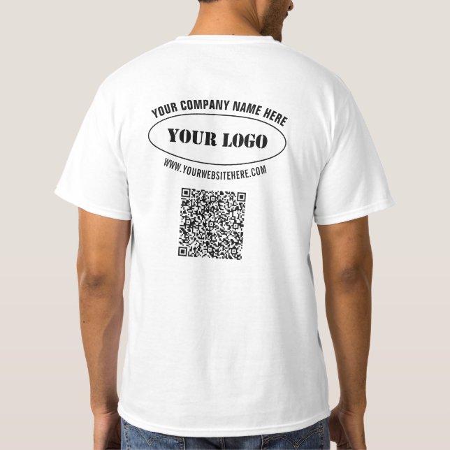 Anpassningsbar Company Logotyp Text QR Code Busine T Shirt (Baksida)