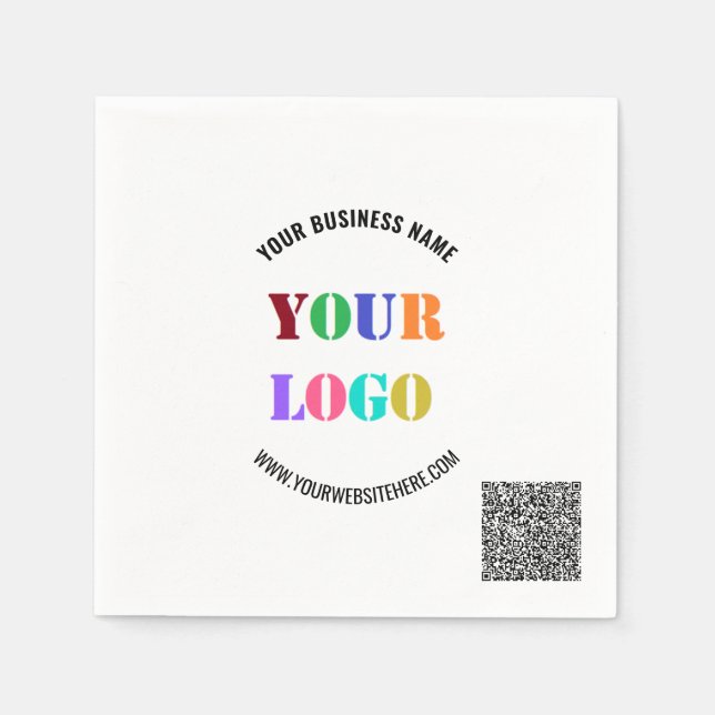 Anpassningsbar Company Logotyp Text QR Code Napkin Pappersservett (Framsidan)