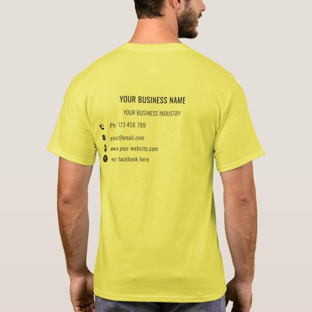 Anpassningsbar Company Namn Text Info Business T-S T Shirt (Baksida)