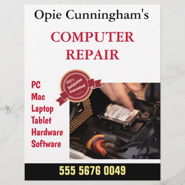 Anpassningsbar Computer Reparation Business Advert Reklamblad (Framsidan)
