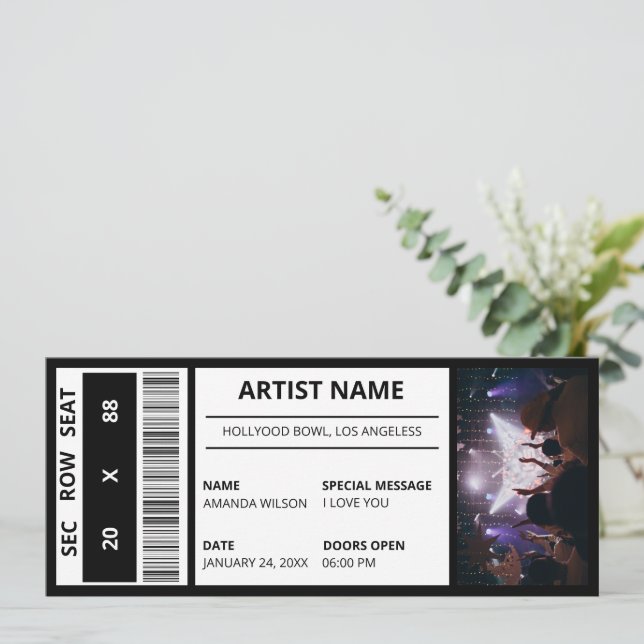 Anpassningsbar Consert Biljett Gift Idea DIY Event Inbjudningar (Stående Fram)