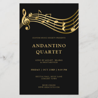 Anpassningsbar Consert Flyer Template Music Guld N