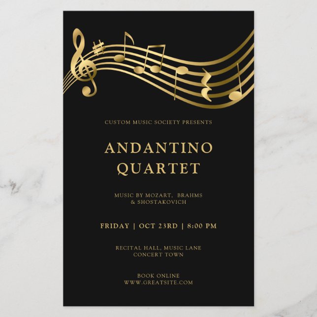 Anpassningsbar Consert Flyer Template Music Guld N (Framsidan)