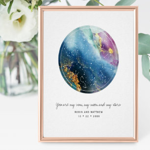 Anpassningsbar Constellations Star Karta Gift/Even Poster