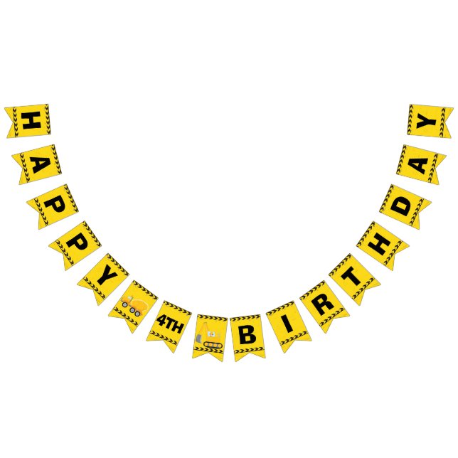 Anpassningsbar Construction Barns födelsedag Bunti Vimplar (Alla)