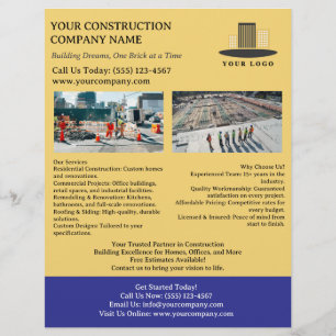 Anpassningsbar Construction Company Reklamblad