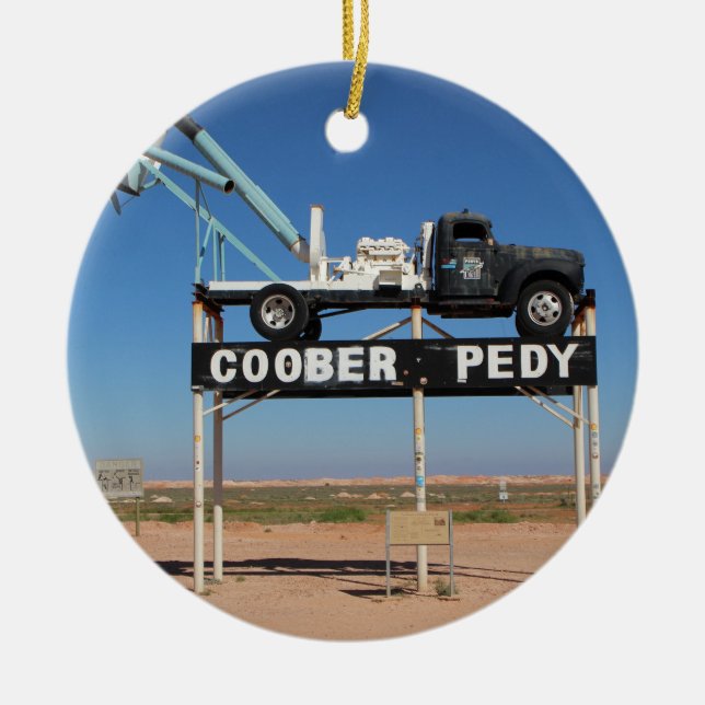 Anpassningsbar Coober Pedy Outback Souvenir Julgransprydnad Keramik (Framsidan)