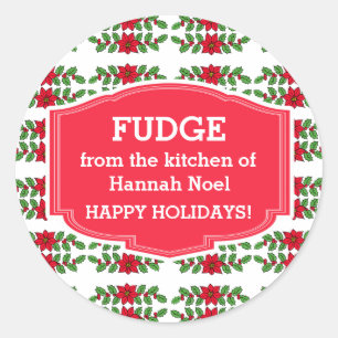 Anpassningsbar Cookie Swap eller Fudge Helgdag Sti Runt Klistermärke