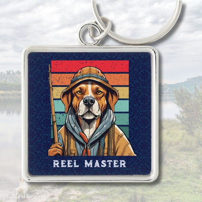 Anpassningsbar Coola Pension Gifts for Fisherman P Fyrkantig Silverfärgad Nyckelring (Custom Cool Dog Retirement Gifts for Fisherman Dad)