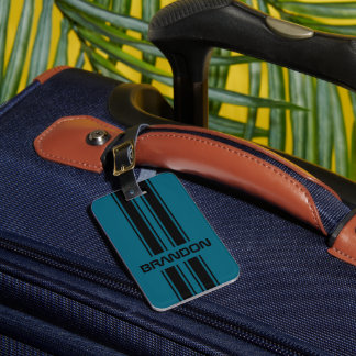 Anpassningsbar Coola Teal Blue Black Tävling Sport Bagagebricka