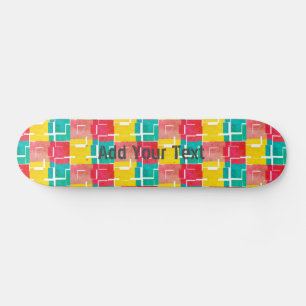 Anpassningsbar COOLA Teal Rosa Gult Red Mönster Mini Skateboard Bräda 18,5 Cm