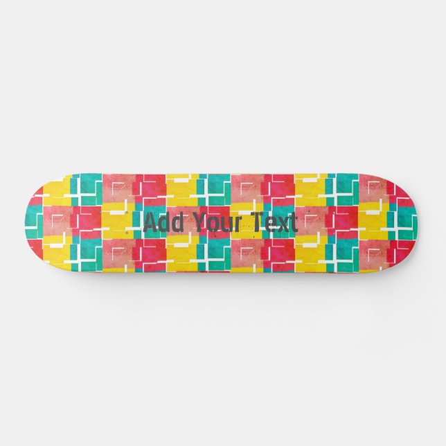 Anpassningsbar COOLA Teal Rosa Gult Red Mönster Mini Skateboard Bräda 18,5 Cm (Horz)