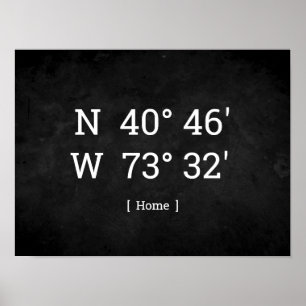 Anpassningsbar Coordinates Personlig Home Location Poster