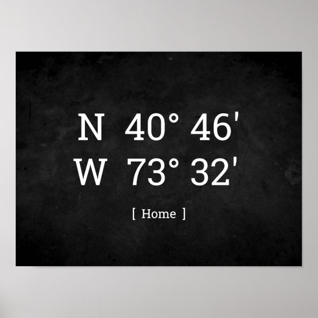 Anpassningsbar Coordinates Personlig Home Location Poster (Framsidan)
