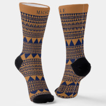 Anpassningsbar Copper Brown Mörk Navy Blue Aztec M