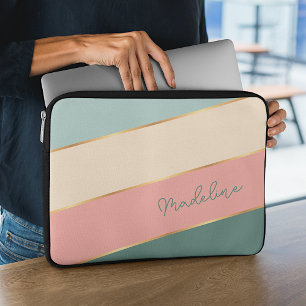 Anpassningsbar Coral Mint Grönt Ivory Rand Art Laptop Fodral