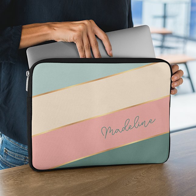 Anpassningsbar Coral  Mint Grönt Ivory Rand Art Laptop Fodral (Skapare uppladdad)