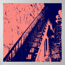 Anpassningsbar Coral Navy Blue Trappor Poster