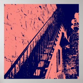 Anpassningsbar Coral Navy Blue Trappor Poster