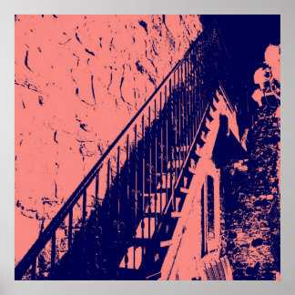 Anpassningsbar Coral Navy Blue Trappor Poster